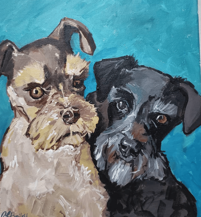 11" x 14" Double Dog Portrait of Jazzy & Tinker