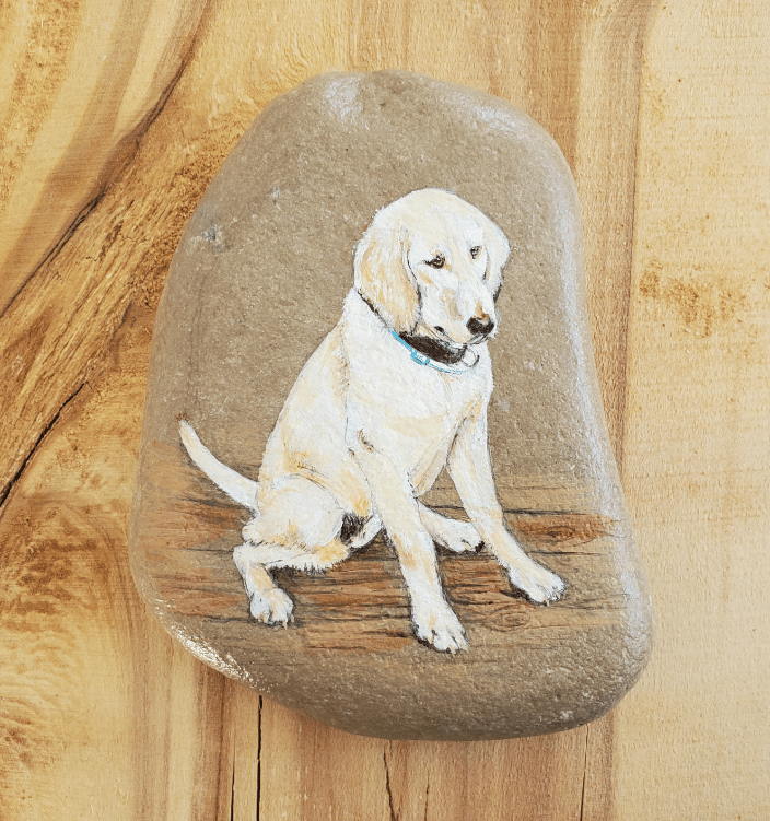 Custom Pet Portrait on Rock