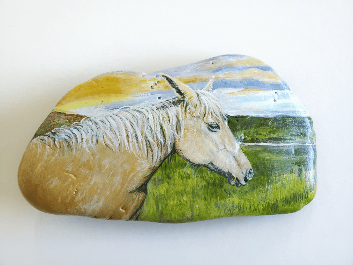Custom Portrait of Chexie on Beach Stone
