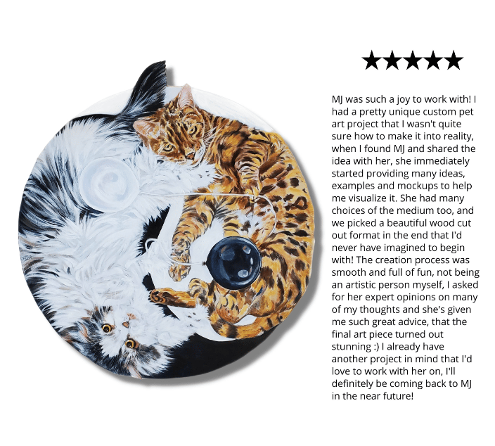 Custom Pet Portrait on Large Wood Floating Cutout